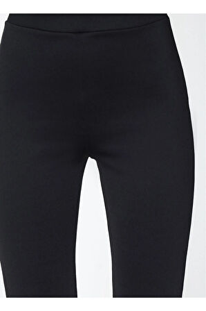 Kadın Siyah İspanyol Paça Yüksek Bel Tayt Pantolon