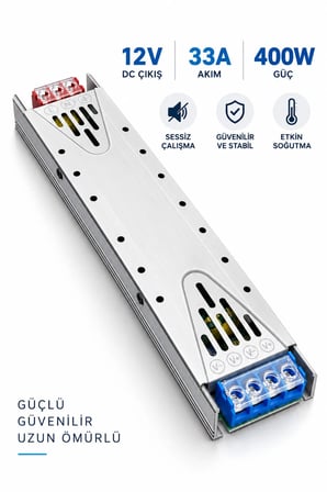 12V 33 Amper | 400 Watt | Led Trafosu | Kamera Trafosu | Sessiz trafo |