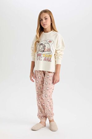 DeFacto Kız Çocuk Pijama Takım Garfield Sweatshirt Üst Desenli Beli Lastikli Uzun Alt D6061A824WNBG759