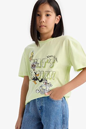 Kız Çocuk Looney Tunes Relax Fit Bisiklet Yaka Kısa Kollu Tişört