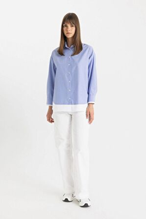 DeFacto Wide Leg Geniş Bol Paça Cepli Beyaz Basic Düz Gabardin Pantolon C4528AX24SMWT83