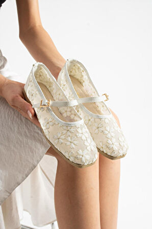 Kadın Babet Ev Babeti Tül Babet Rahat Hafif Babet Günlük Babet Beyaz