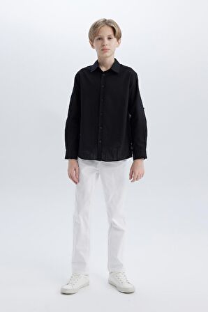 DeFacto Erkek Çocuk Düz Paça Beyaz Gabardin Basic Pantolon X4224A624SMWT34