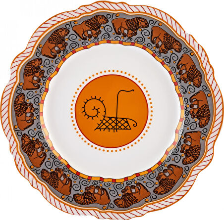 Karaca X Arslantepe Dalgalı Hitit Arslanı Porselen Pasta Tabağı 20 Cm
