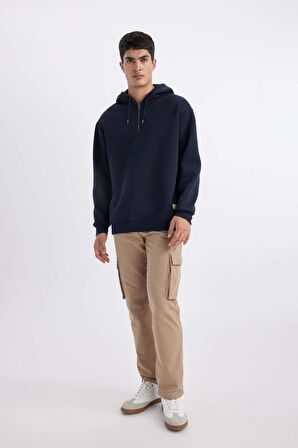 DeFacto Oversize Geniş Kalıp Kapüşonlu Yarım Fermuarlı Sweatshirt B4846AX24SPNV163