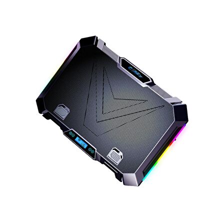 Claw's Vortex 8x Turbo LED Fan - 10 Modlu RGB - LCD Ekran - Ayarlabilir Fan Hızı & 7 Farklı Stand Yükseklik Kademesi – 2x USB - Metal Mesh Zemin Notebook Soğutucu - Siyah (9"-17" Boyut Destekli)