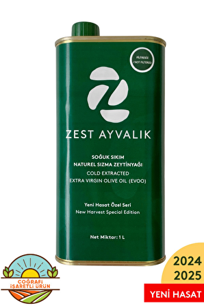 Zest Ayvalık Soğuk Sıkım Sızma Zeytinyağı 1 lt Teneke 