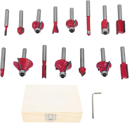 12 Parça Freze Uç Takımı Ahşap Oyma Ağaç Delme Özel Ahşap Çantalı Set 6 mm