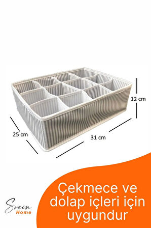 12 Bölmeli Çekmece İçi Düzenleyici Çok Amaçlı Pratik Takı Çorap Kravat Eşarp Gardrop Organizer Kutu