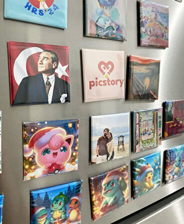 Kişiye Özel Fotoğraf Baskılı 12'li Metal Buzdolabı Magneti