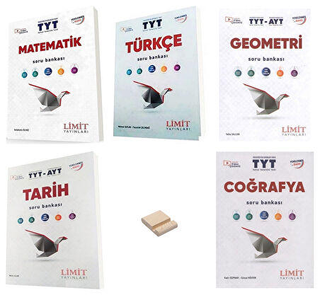 Limit TYT Matematik Türkçe Geometri Tarih ve Coğrafya Soru Bankası 5li Set + Telefon Standı