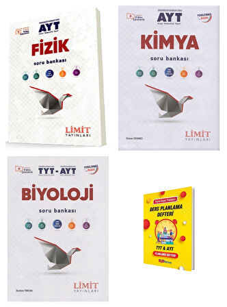 Limit AYT Fizik Kimya ve Biyoloji Soru Bankası 3lü Set + Planlama Defteri 