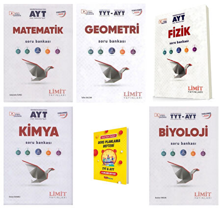 Limit AYT Matematik Geometri Fizik Kimya ve Bİyoloji Soru Bankası 5li Set + Telefon Standı