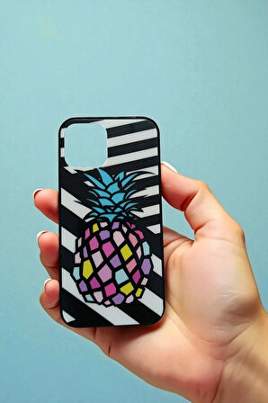 İphone 12 / 12 Pro Uyumlu Ananas Baskılı Tasarım Süper Şeffaf Silikon Telefon Kılıfı