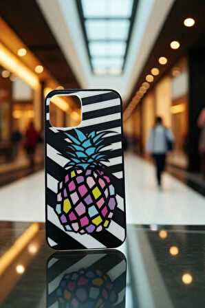 İphone 12 / 12 Pro Uyumlu Ananas Baskılı Tasarım Süper Şeffaf Silikon Telefon Kılıfı