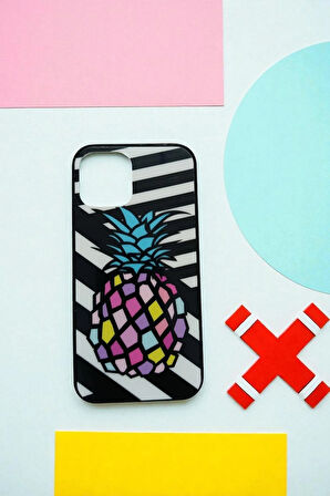 İphone 12 / 12 Pro Uyumlu Ananas Baskılı Tasarım Süper Şeffaf Silikon Telefon Kılıfı