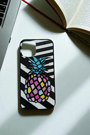 İphone 12 / 12 Pro Uyumlu Ananas Baskılı Tasarım Süper Şeffaf Silikon Telefon Kılıfı