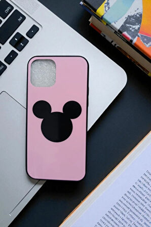 İphone 12 / 12 Pro Uyumlu Mickey Mouse Baskılı Pembe Kılıf