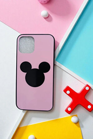 İphone 12 / 12 Pro Uyumlu Mickey Mouse Baskılı Pembe Kılıf