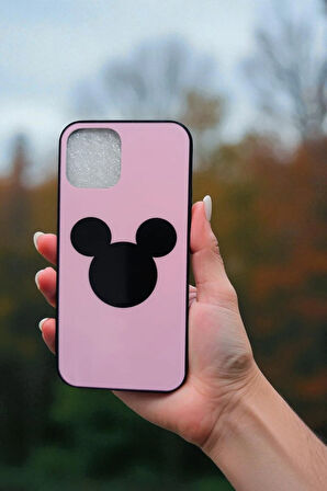 İphone 12 / 12 Pro Uyumlu Mickey Mouse Baskılı Pembe Kılıf