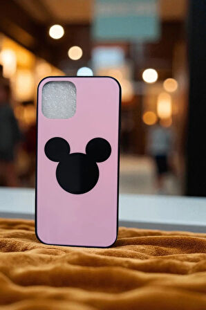İphone 12 / 12 Pro Uyumlu Mickey Mouse Baskılı Pembe Kılıf