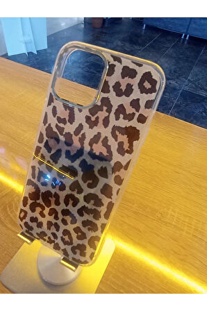 İPhone 12 Pro Max Uyumlu Leopar Desen Hologramlı Kılıf Darbe Korumalı Kapak