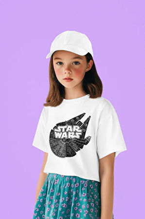Star Wars Baskılı Unisex Çizgi Film Çocuk Tişört (1-12 YAŞ)