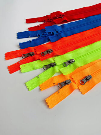 5 Açık Renk 10 Adet Metal Elcikli 18 cm Pantolon Çanta Cüzdan Fermuarı