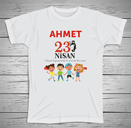23 Nisan bayramı Tshirt , İsme Özel Baskılı , Micro Polyester Kumaş