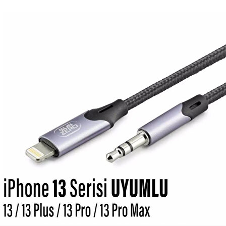  iPhone 13-PLUS-PRO-PRO MAX Uyumlu Metal Başlık AUX Ses Dönüştürücüsü Hasır Lightning Çevirici