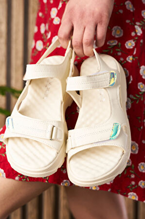 Günlük Kadın Sandalet Hologram Ayarlanabilir Cırtlı Yüksek Tırtıklı Taban Rahat Ayakkabı 1300