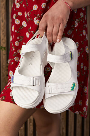 Günlük Kadın Sandalet Hologram Ayarlanabilir Cırtlı Yüksek Tırtıklı Taban Rahat Ayakkabı 1300