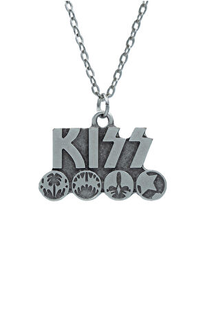 Kiss  Zincir Kolye - Gümüş Kaplama - Erkek Kadın Kolye - Kod:1068