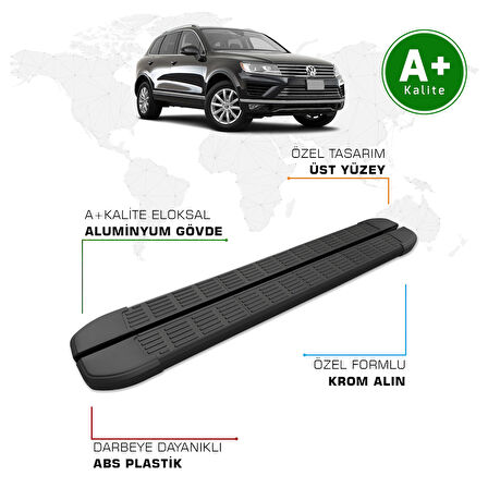 Volkswagen Touareg Yan Basamak 2002 – 2018 Model S-Line Siyah