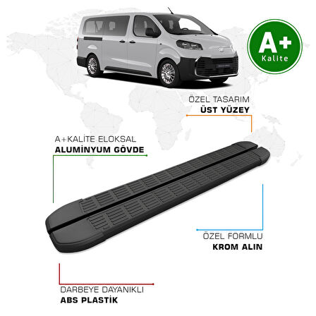 Toyota Proace Verso Yan Basamak Kısa Şasi 2025 Model ve Sonrası S-Line Siyah