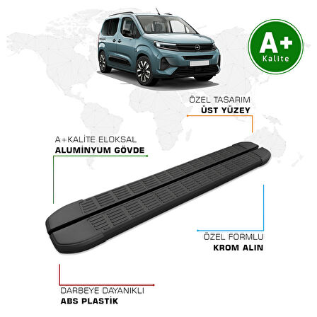 Opel Combo Yan Basamak Kısa Şasi 2024 Model ve Sonrası S-Line Siyah