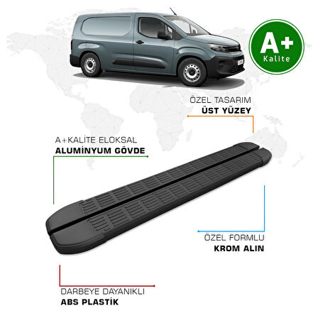 Opel Combo Panelvan Yan Basamak Uzun Şasi 2024 Model ve Sonrası S-Line Siyah