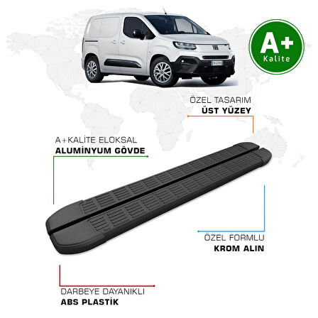 Fiat Doblo Panelvan Yan Basamak Uzun Şasi 2024 Model ve Sonrası S-Line Siyah