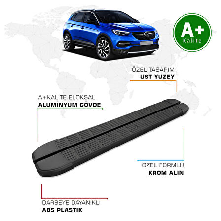 Opel Grandland X Yan Basamak 2017 – 2024 Model S-Line Siyah