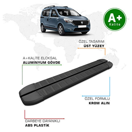 Dacia Dokker Yan Basamak 2012 Model ve Sonrası S-Line Siyah