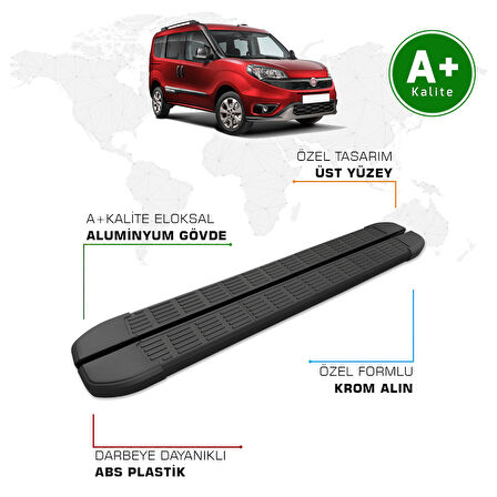 Fiat Doblo Yan Basamak 2010 – 2022 Model S-Line Siyah