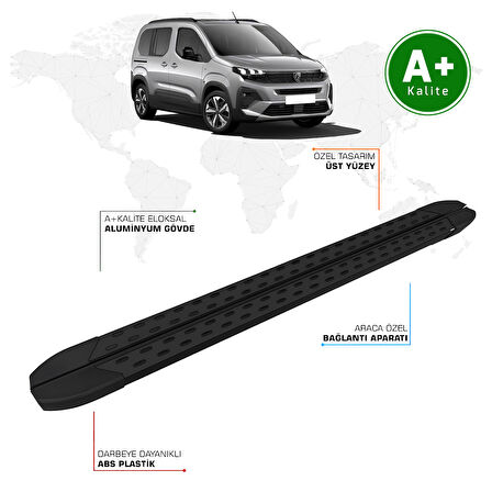 Peugeot Rifter Yan Basamak 2024 Model ve Sonrası TrimLine Siyah