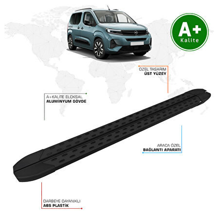 Opel Combo Yan Basamak Kısa Şasi 2024 Model ve Sonrası TrimLine Siyah