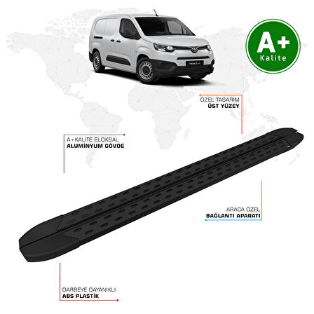 Toyota Proace City Panelvan Yan Basamak Uzun Şasi 2019 Model ve Sonrası TrimLine Siyah