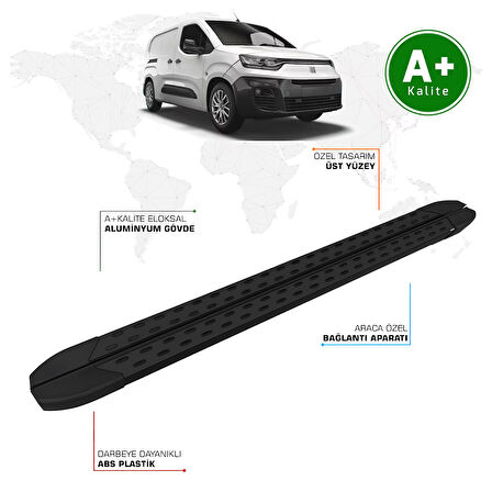 Fiat Doblo Panelvan Yan Basamak Uzun Şasi 2023 Model ve Sonrası TrimLine Siyah