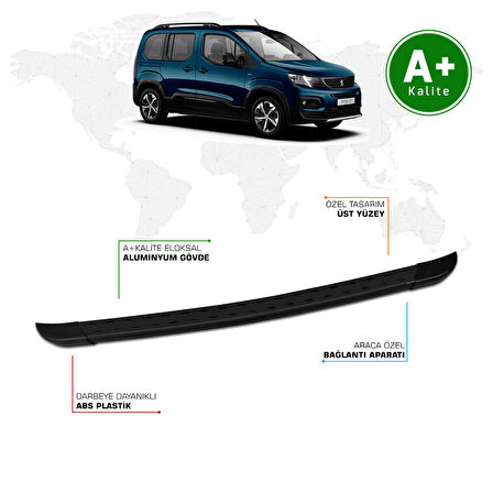 Peugeot Rifter Arka Basamak 2019 Model ve Sonrası TrimLine Siyah