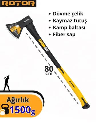 ROTOR Fiber Saplı 1500gr+900gr 2’li Balta Nacak Seti 