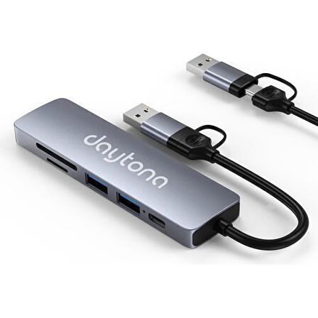 Daytona HC-13FL Macbook Uyumlu Type C & USB To 2*usb Sd / Tf Pd 5 Port Çevirici Hub Adaptör
