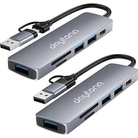Daytona HC-13FL Macbook Uyumlu Type C & USB To 2*usb Sd / Tf Pd 5 Port Çevirici Hub Adaptör