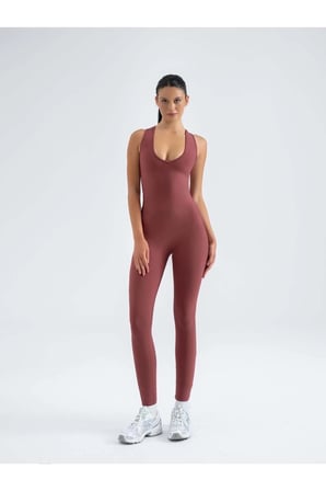 Kelebek Askılı Arkası Büzgülü ( Scrunch Butt ) Spor Tayt Tulum